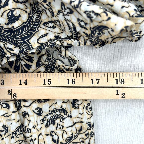 FIGUE Tamara Top Womens Large Cream Black Printed Off the Shoulder Blouse Cotton - Picture 12 of 13